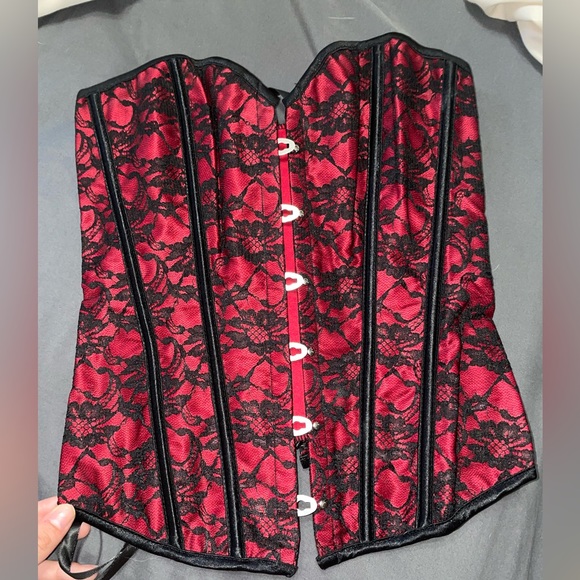Corset S Pleasures Red/Black (One size)